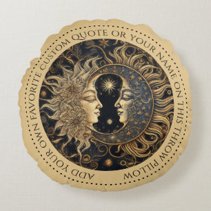 Celestial Sun Moon Custom Quote Rond Kussen