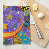 Celestial Sun, Moon en Stars Kitchen Towel Theedoek (Quarter Fold)