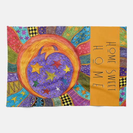 Celestial Sun, Moon en Stars Kitchen Towel Theedoek (Horizontaal)