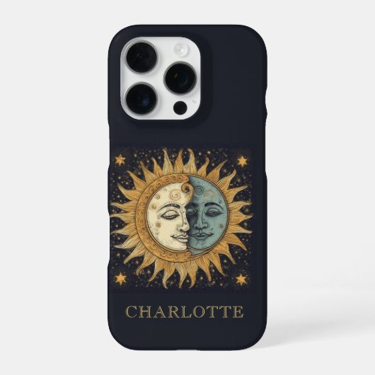 Celestial Sun Moon gepersonaliseerd iPhone Hoesje (Achterkant)