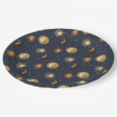 Celestial Sun & Moon Gold Starry Night Pattern (2) Papieren Bordje (Gekanteld)