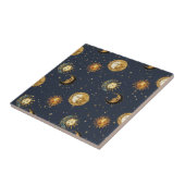Celestial Sun & Moon Gold Starry Night Pattern (2) Tegeltje (Zijkant)