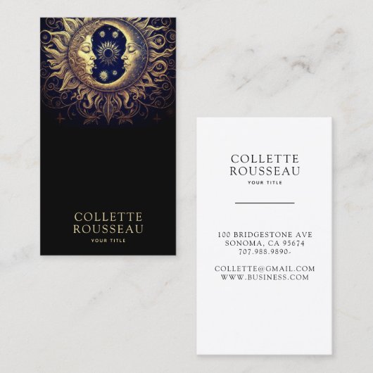 Celestial Sun Moon Goud Zwart Visitekaartje (Voorkant / Achterkant)