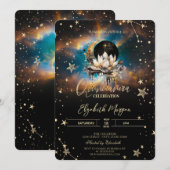 Celestial Sun,Moon Lotus Stars Quinceanera Kaart (Voorkant / Achterkant)