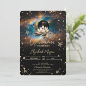 Celestial Sun,Moon Lotus Stars Quinceanera Kaart (Staand voorkant)