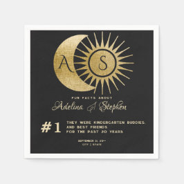 Celestial Sun Moon Monogram Crest Gold Fun Facts Servet