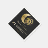Celestial Sun Moon Monogram Crest Gold Fun Facts Servet (Hoek)