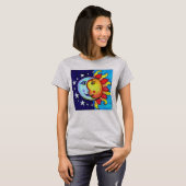 Celestial Sun Moon Nineties Art Design T-shirt (Voorkant volledig)