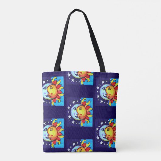 Celestial Sun Moon Nineties Style Pattern Tote Bag (Achterkant)