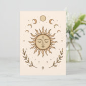 Celestial Sun Moon Phases Mystical Botanical Art Kaart (Staand voorkant)