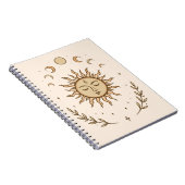 Celestial Sun Moon Phases Mystical Botanical Art Notitieboek (Rechterzijde)