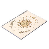 Celestial Sun Moon Phases Mystical Botanical Art Notitieboek (Linkerzijde)