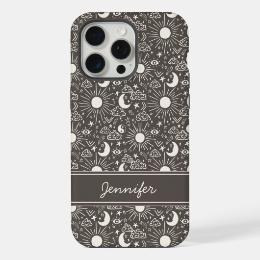 Celestial Sun & Moon Phone Case | Custom Name iPhone Hoesje (Achterkant)