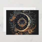 Celestial Sun & Moon Printable Briefkaart (Voorkant / Achterkant)