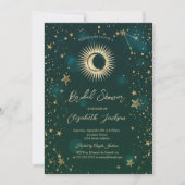 Celestial Sun,Moon,Stars Green Vrijgezellenfeest Kaart (Voorkant)