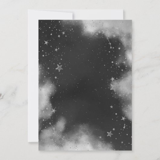 Celestial Sun, Moon, Stars Grey Baby shower Kaart (Achterkant)