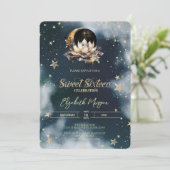 Celestial Sun,Moon,Stars Lotus Sky Sweet 16 Kaart (Staand voorkant)