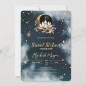 Celestial Sun,Moon,Stars Lotus Sky Sweet 16 Kaart (Voorkant)