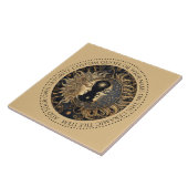 Celestial Sun Moon Stars Midnight Sky gepersonalis Tegeltje (Zijkant)