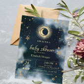 Celestial Sun, Moon, Stars Night Sky Baby shower Kaart