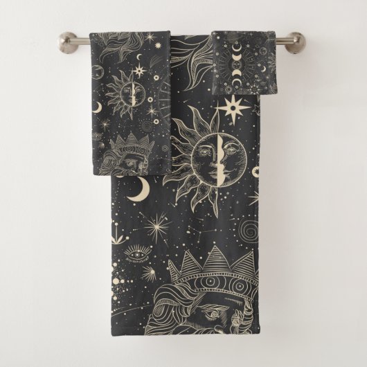 Celestial Sun Moon Stars Poseidon Bad Handdoek (Insitu)
