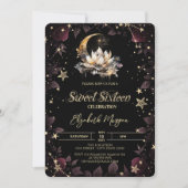 Celestial Sun,Moon,Stars Roses Sweet 16 Kaart (Voorkant)