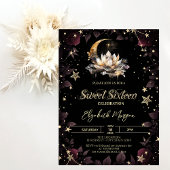 Celestial Sun,Moon,Stars Roses Sweet 16 Kaart