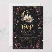 Celestial Sun, Moon, Stars Rozen Night Sky RSVP Kaart (Voorkant)