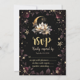 Celestial Sun, Moon, Stars Rozen Night Sky RSVP Kaart