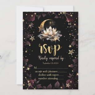 Celestial Sun, Moon, Stars Rozen Night Sky RSVP Kaart