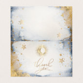 Celestial Sun, Moon, Stars Waterverf Dank je wel Visitekaartje (Buitenkant ongevouwen)