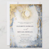 Celestial Sun, Moon, Stars Waterverf Wedding Kaart (Voorkant)