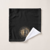 Celestial Sun Moon Stars Zwart gepersonaliseerd Bad Handdoek (Wasdoekje)