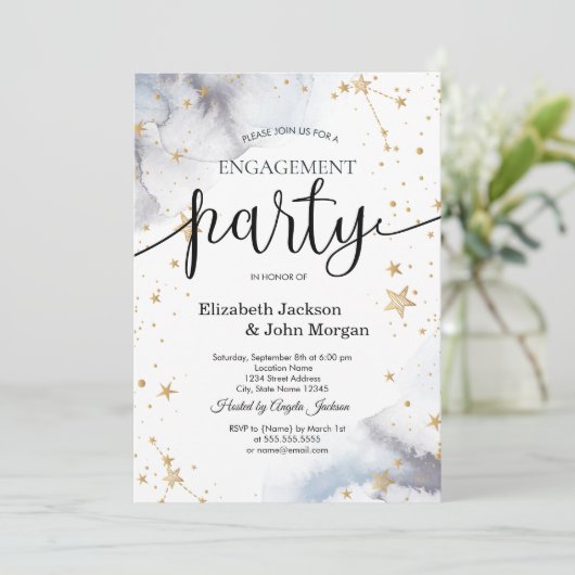 Celestial Sun, Moon, Sterren Verloving Kaart (Staand voorkant)