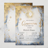 Celestial Sun, Moon, Sterren Waterverf Quinceanera Kaart (Voorkant / Achterkant)