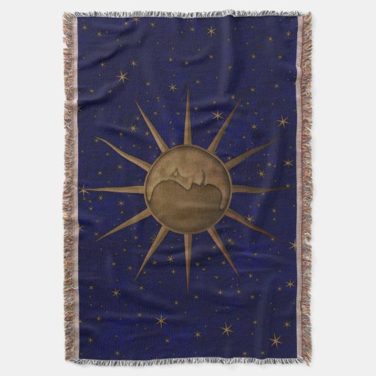 Celestial Sun Moon Sterrennacht Deken (Voorkant Verticaal)