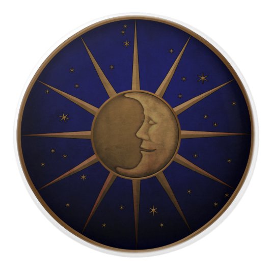 Celestial Sun Moon Sterrennacht Keramische Knop (Voorkant)