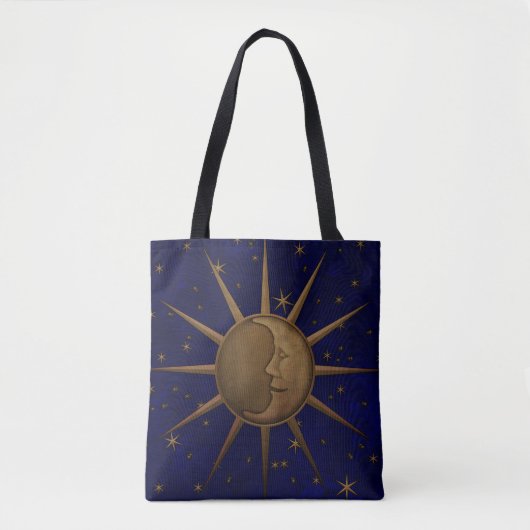 Celestial Sun Moon Sterrennacht Tote Bag (Voorkant)