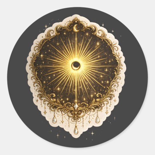 Celestial Sun Moon Symbol Sacred Cosmic Balance Ronde Sticker (Voorkant)