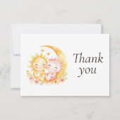Celestial Sun Moon Watercolor Baby Shower Bedankkaart (Voorkant)