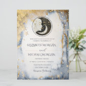 Celestial Sun Moon Watercolor Wedding  Kaart (Staand voorkant)