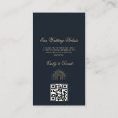 Celestial Sun Navy Blue Golden QR Informatiekaartje (Achterkant)