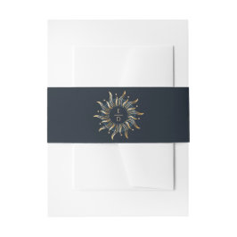 Celestial Sun Navy Golden Cosmic Uitnodigingen Wikkel