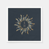 Celestial Sun Navy Golden Mystical Servet (Voorkant)