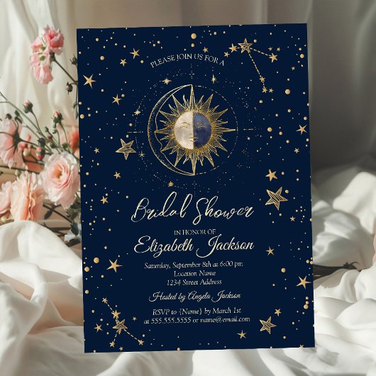 Celestial Sun Stars Galaxy Bridal Shower  Kaart