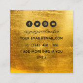 Celestial Sun Tattoo Salon Gold Metallic Vierkante Visitekaartje (Achterkant)