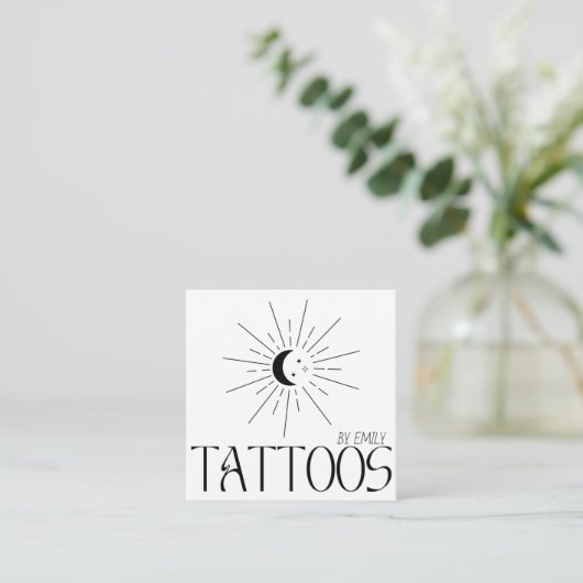 Celestial Sun Tattoo Salon Vierkante Visitekaartje (Staand voorkant)