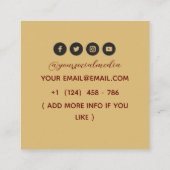 Celestial Sun Tattoo Salon Vierkante Visitekaartje (Achterkant)