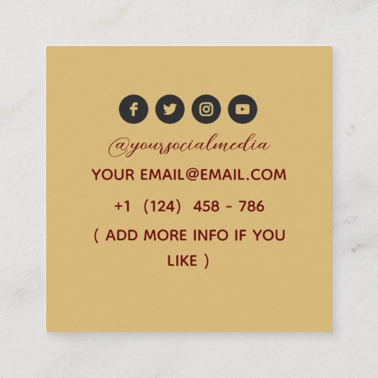 Celestial Sun Tattoo Salon Vierkante Visitekaartje (Achterkant)