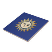 Celestial Sun with Face Gold and Dark Blue Tegeltje (Zijkant)